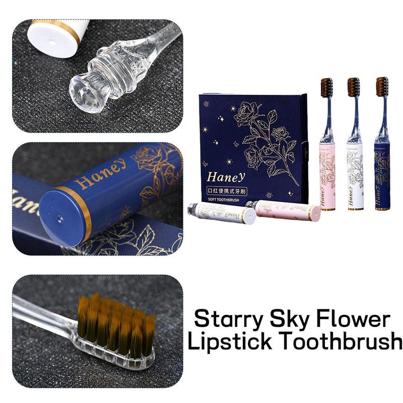 Portable Detachable Split Toothbrush – Lipstick & Star Flower Design, Soft Bristles for Sensitive Teeth, Compact & Lightweight for Business Trips, Camping, Travel (White 1pcs) - Image 3